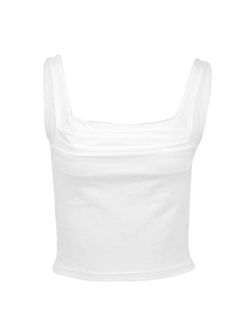 Product Introduction of Women's Solid Backless Square Neck Crop Tank Top, Casual Sleeveless Ruched Cropped Top for Summer, Fashion Women's Top for Daily Wear, Black Rave Top， Tall Clothing Women 13