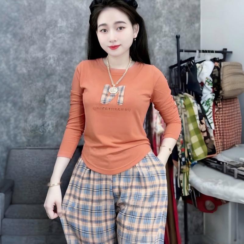 Đồ Bộ Tay Dài Quần Baggy Đồ Bộ Nữ Thêu. Áo tăm lạnh quần mango mặc nhà mềm mát size từ 45-67 kí