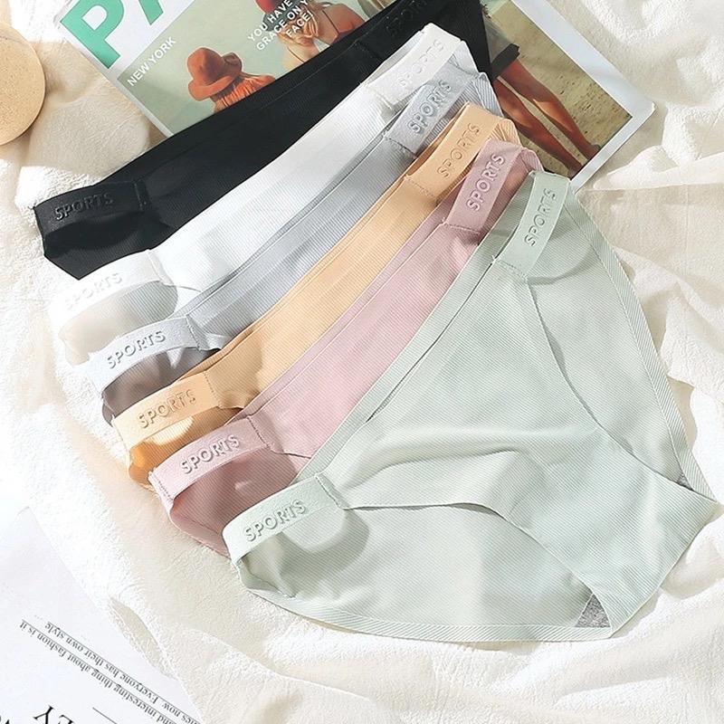 Set 5 Quần Lót Nữ Su Tăm Dây Sườn Dẹt In Chữ Nổi Cao Cấp Có Tặng Qùa Women