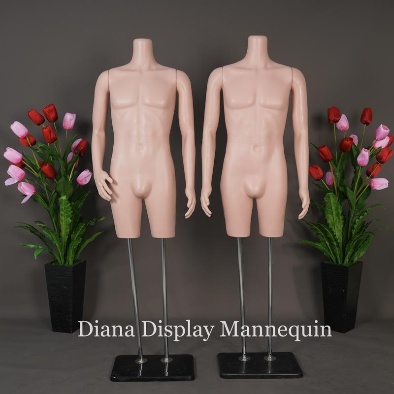 MANEKIN BAJU BODYFIT PRIA DEWASA SETENGAH BADAN DENGAN KEPALA DAN TANGAN PLASTIK SET TIANG BESI 4
