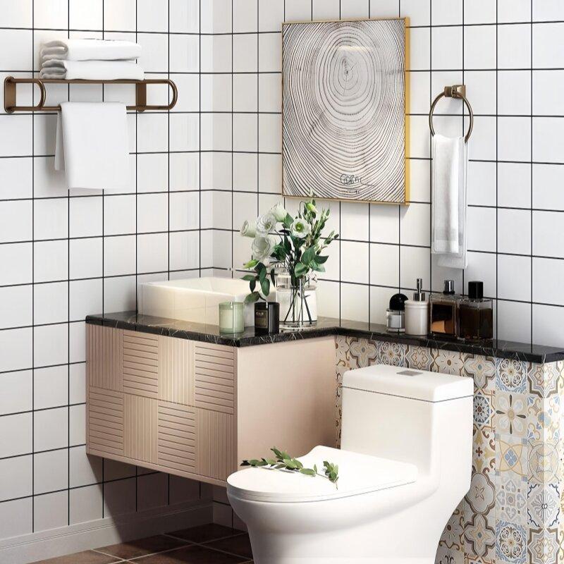 Product Introduction of 【FREE GIFT】60*100cm PVC Vinyl Self Adhesive Toilet Bathroom Wall Tile Sticker Heatproof Kitchen Oil Proof Wallpaper Waterproof and Fire Proof thickening sticker Home Decorate Wall Stick marble  stickers marble  wall 10