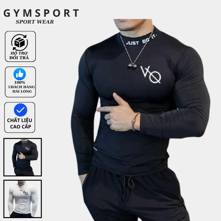 Áo Thể Thao Nam CỔ LỌ DÀI TAY Chuyên Tập Gym & Chạy Bộ - Hàng Siêu Cấp, Áo cổ tròn, co dãn 4 chiều Sport Top Tập Thể Dục Áo Thun Tập Aerobic Thun compression shirt