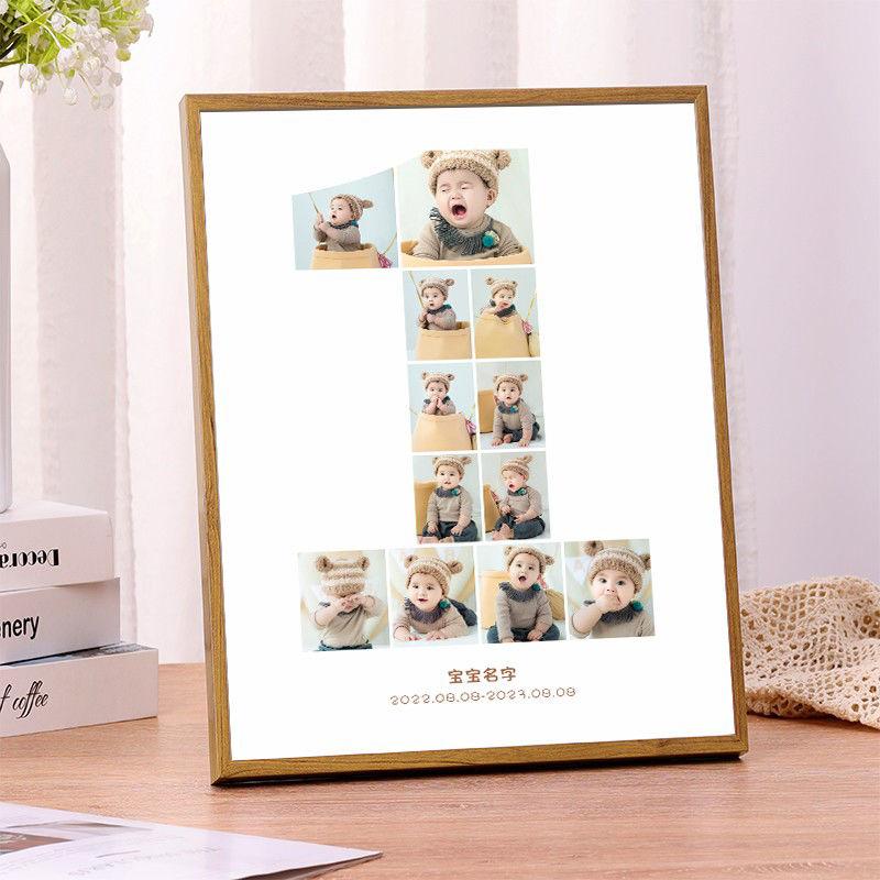 Product Introduction of Khung Ảnh Kỷ Niệm Cho Em Bé, Đồ Trang Trí Album Tăng Trưởng Một Năm Tuổi, 12 Ảnh Tùy Chỉnh, Sắp Xếp Sinh Nhật, Làm Bằng Gỗ Trơn Có Thể Giặt Được Decor Khung Tranh Decor Phòng Treo Tường 10