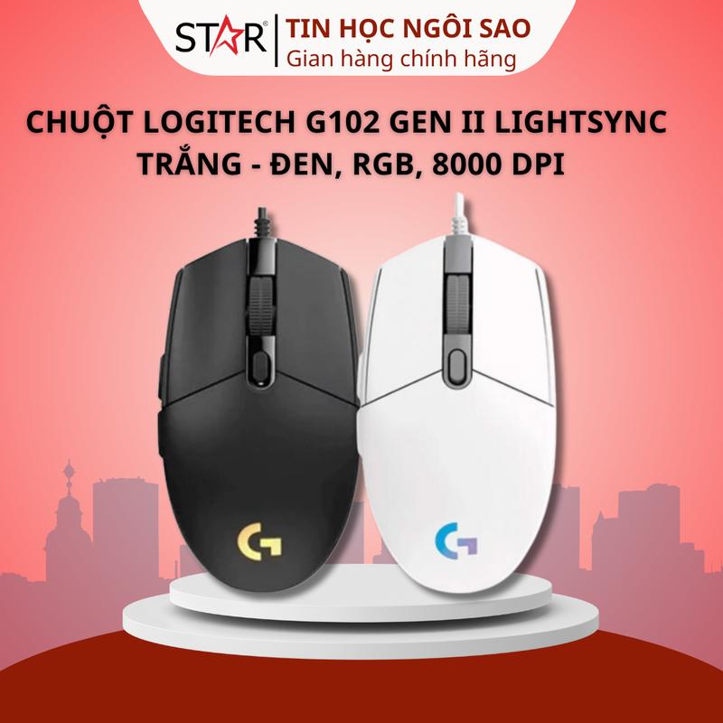 Chuột Gaming Logitech G102 LightSync RGB Gen 2 - Tùy Chỉnh Phần Mềm HUB G(Có Dây /USB / DPI 8000) - Bảo hành 24 tháng