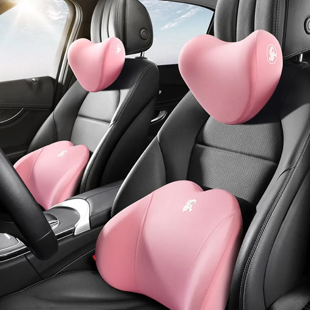 Car Neck Pillow & Lumbar Support Cushion, 2 Counts/set Soft Car Headrest Pillow & Lumbar Support Cushion, Car Interior Accessories for Women