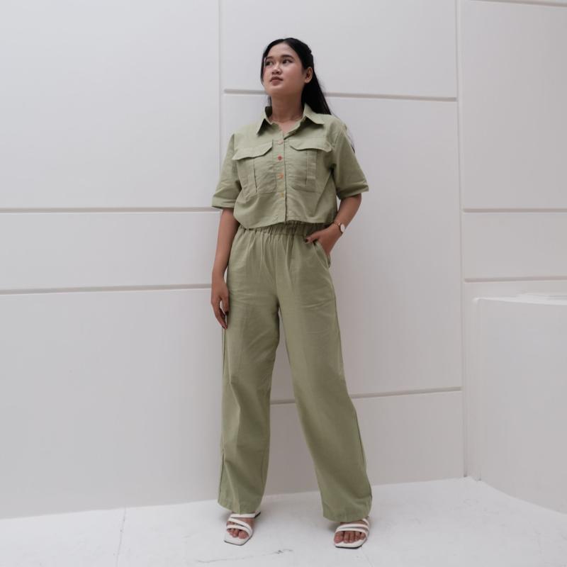 Yeoji Button Long Pants | Linen Long Pants | Celana Panjang Kerja | Loose Pants 1