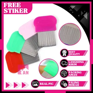 1PCS Sisir Serit Kutu Mini Bahan Besi Stainless Rapat Kokoh Seret Ketombe Kutu Rambut Handle Plastik A150