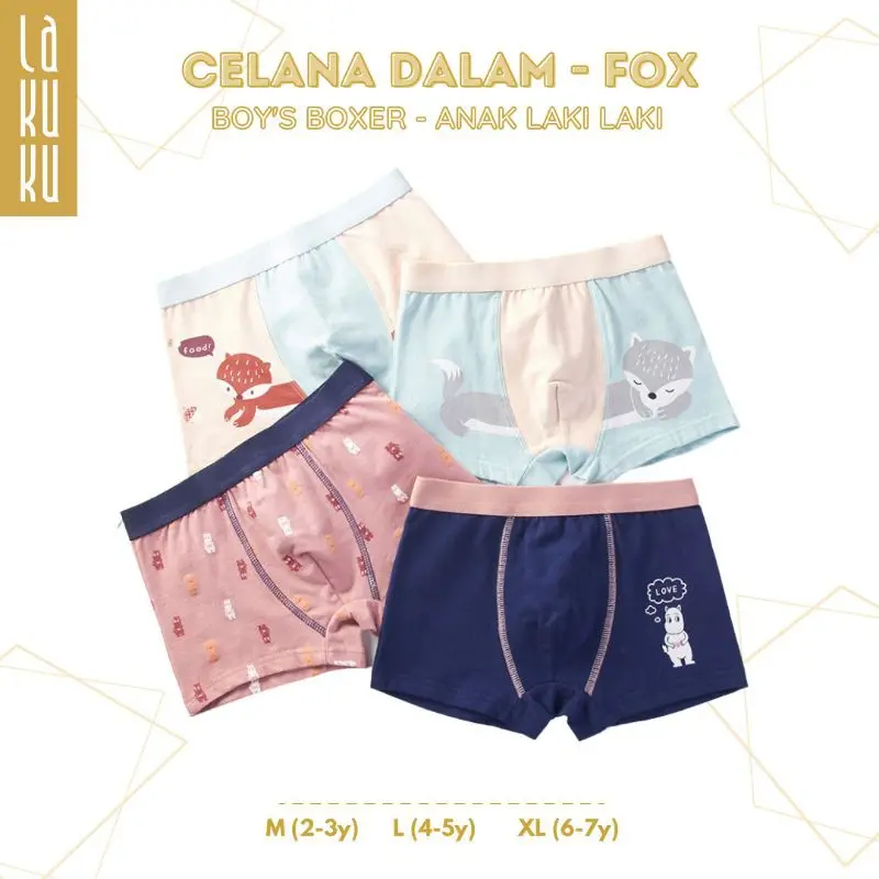 Lakuku - [GROSIR] Celana Dalam Anak Laki 1-7 th Underwear Katun Premium Impor Boxer Fox Boxer/Celana Pendek