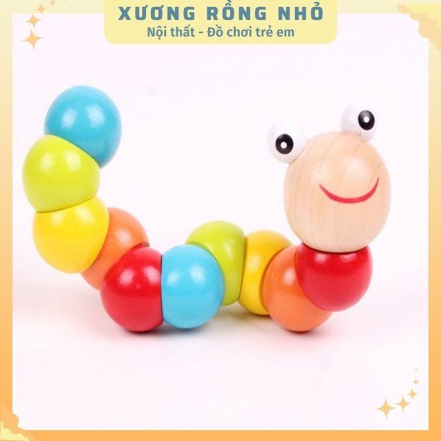 Đồ Chơi Con Sâu Gỗ - Uốn Dẻo - Nhiều Màu Sắc, đồ chơi gỗ phát triển trí tuệ, giáo cụ montessori, Xương Rồng Nhỏ 2