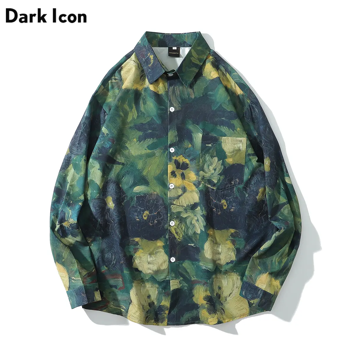 Dark Icon Oil Painting Men's Shirt Long Sleeve Autumn Button Up Oversized Girl Boy Shirts Male Top Pria Vintage Motif Pendek Casual Panjang