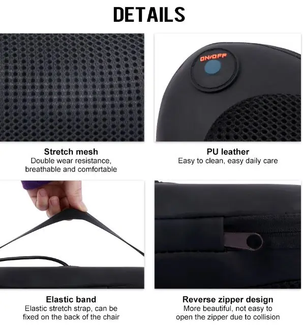 Bantal Pijat Elektrik Leher Kaki Tangan Pungung Betis Alat Bisa Untuk di Mobil / Massager Device for Head, Neck, Hand, Legs Shiatsu Massage Hitam Orang Tua Terapi 4