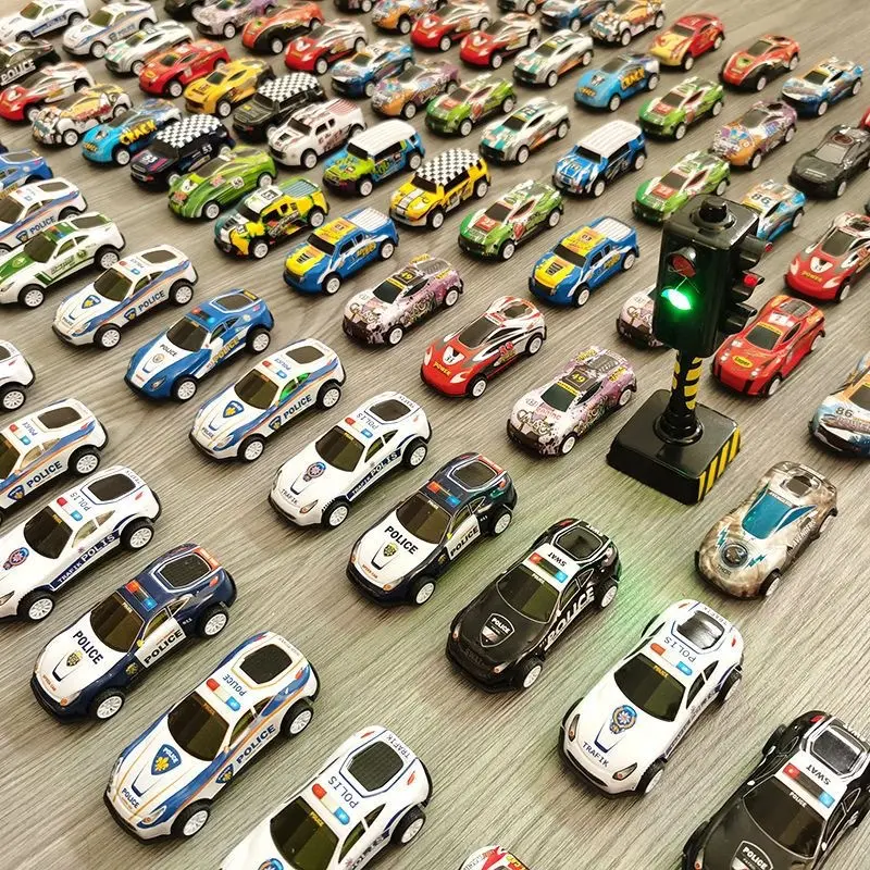 Alloy car Iron car Children's toys Pull back small police car Car racing