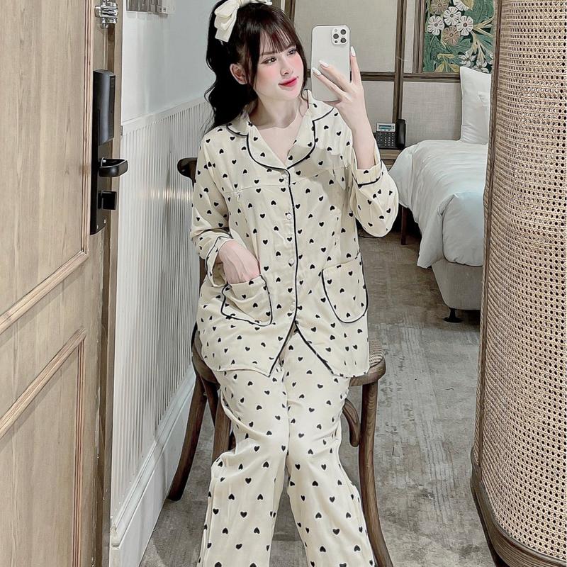 Mina Clothing Bộ bầu pizama dài tay chất đũi lụa mặc nhà mùa hè dành cho bầu và sau sinh Bộ bầu Đồ bộ bầu Đồ bầu Women Nữ