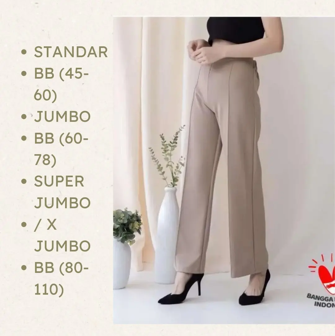 CELANA KULOT SCUBA PREMIUM / SCUBA JUMBO - X JUMBO Kaki Tebal Panjang Wanita Kerja Kantor Hitam Basic