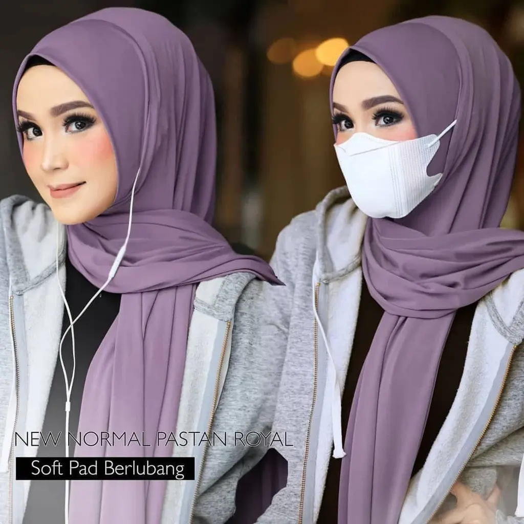 Pashmina Instan Royal New Normal Variasi Lubang Telinga Jilbab Instan Pasmina Masker Terbaru ZHI