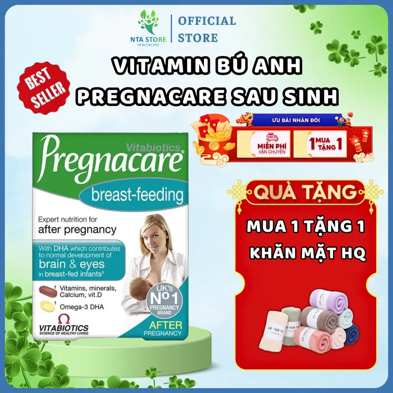 [MUA 1 TẶNG 1 KHĂN MẶT] Vitamin Tổng Hợp Pregnacare Breast Feeding Cho Mẹ Sau Sinh 84 viên - Vitamin Bú Anh - UK 0