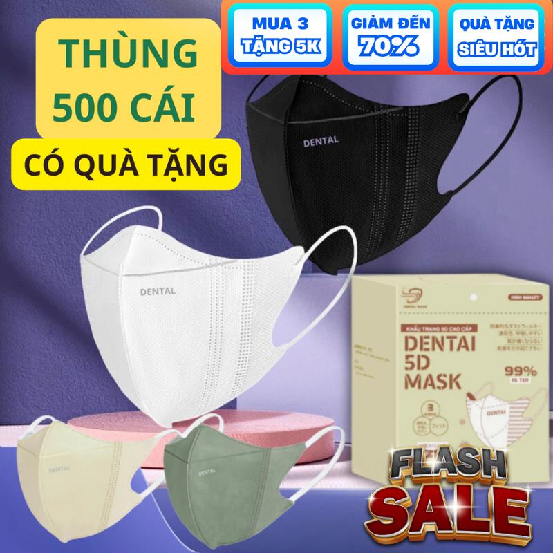   TẶNG 10 CÁI 5D  Thùng 500-300-200 chiếc Khẩu Trang 5D người lớn DENTAL MASK chính hãng cao cấp dày dặn  khẩu trang chống nắng tia uv và nước Phụ Kiện Accessories khẩu  trang 
