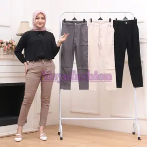 CELANA CHINO WANITA BAHAN KATUN STRECHT BASIC ANKLE PANTS