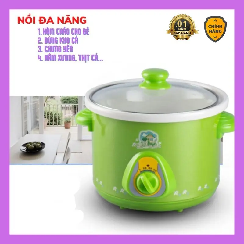 Nồi nấu cháo cho bé FREESHIP nồi nấu chậm đa năng ruột sứ an toàn tiện lợi.