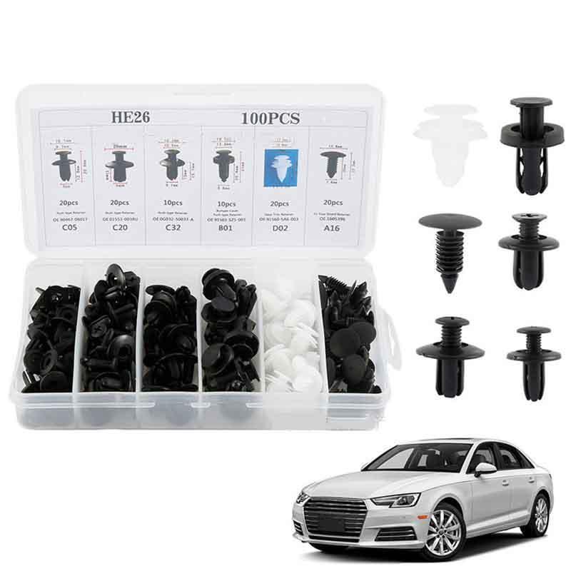 100 Vít Nở Xe Hơi, Chốt Nở Nhựa Ô Tô, Dụng Cụ Sửa Chữa, Lắp, Thay Thế, Vặn Các Bộ Phận, Chắn Bùn, Chất Liệu Nhựa Kèm Hộp Đựng Phụ Tùng