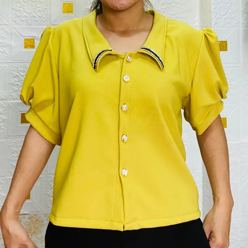 Jaddmei”Oliv top model tali belakang semi crop premium bangkok Kancing Tebal Wanita Slim Denim Atasan Denim 6