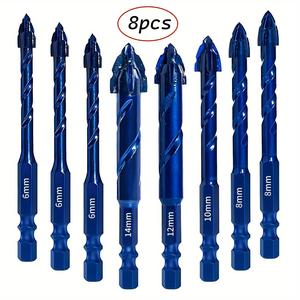 Juego de 8 brocas dentadas mejoradas para mampostería, carburo de tungsteno premium, construcción duradera, garantiza un rendimiento duradero y resistencia al desgaste durante el uso pesado, tamaños versátiles, para hormigón, ladrillo, metal etc.