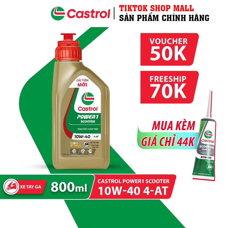 Dầu nhớt xe tay ga Castrol POWER1 SCOOTER 4T 10W-40 0.8L