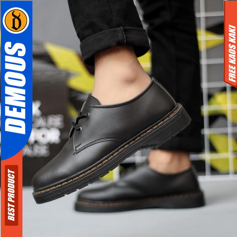DEMOUS MINATO - Sepatu Formal Pantofel Docmart Hitam Pria Kerja Shoes 4