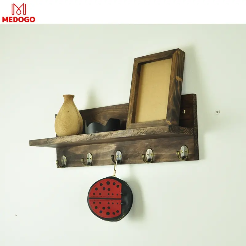 Kệ gỗ chữ T cải tiến treo đồ lưu niệm gắn tường trang trí nhiều kích thước màu nâu rustic KG-02 Decor Phòng Bếp Trưng Bày Kệ Sách 5