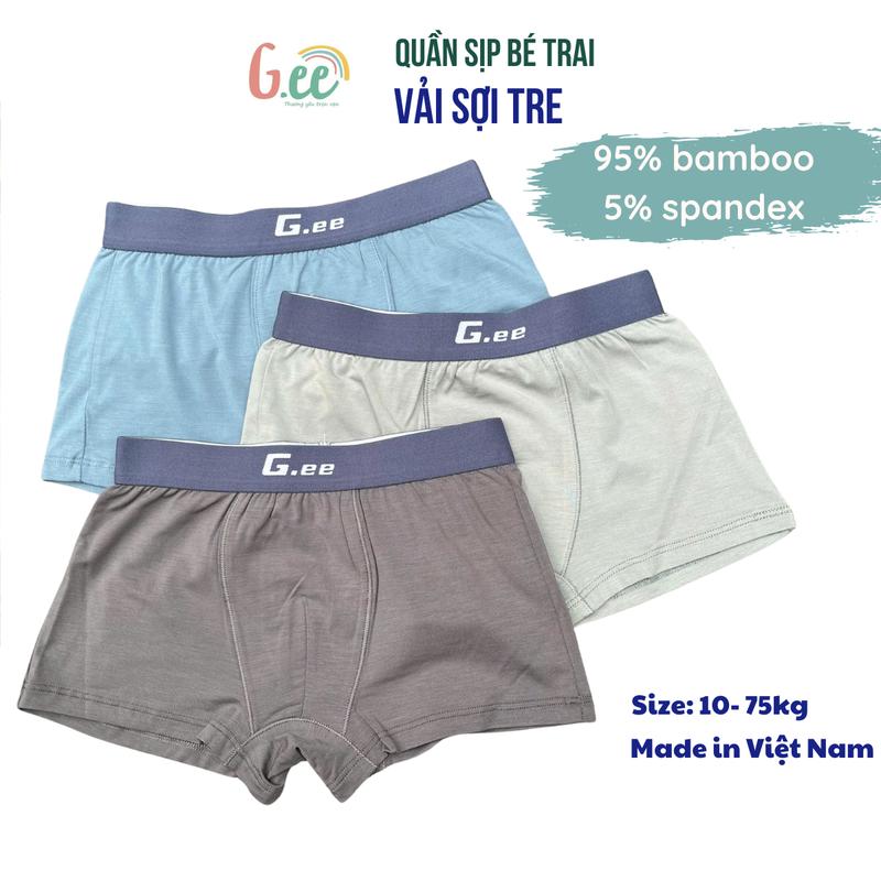 Quần sịp cho bé trai vải sợi tre Gee; quần sịp bé trai chất liệu sợi tre mềm mát kháng khuẩn; size 10- 75kg