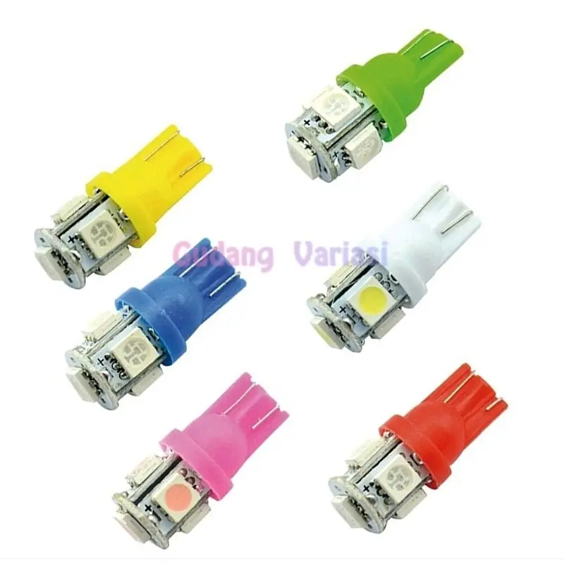 Lampu Senja Jagung T10 LED / Lampu Kota Sein LED T10 / Lampu LED T10 5 Mata Biru Blue Hijau Kuning Merah Pink 2