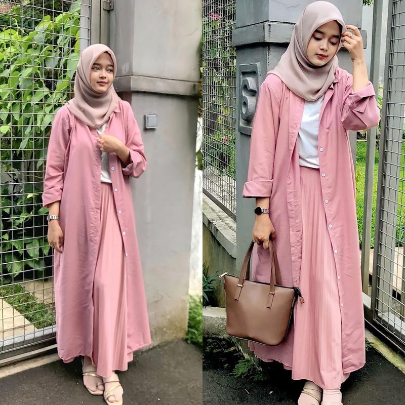 Product Introduction of RED Dress Kemeja Leisis Oversize 1223/Long Tunik Wanita/Cardigan Panjang kekinian Casual look 2