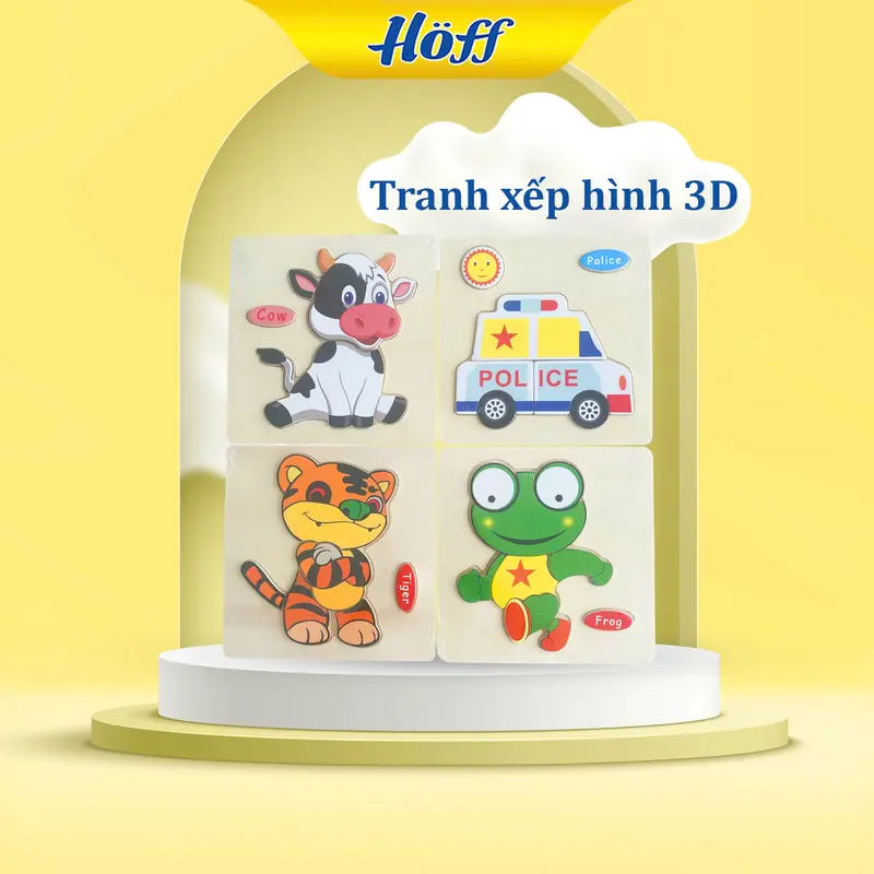 [TẶNG QT0103] Tranh xếp hình 3D động vật dễ thương cho bé vừa học vừa chơi 3