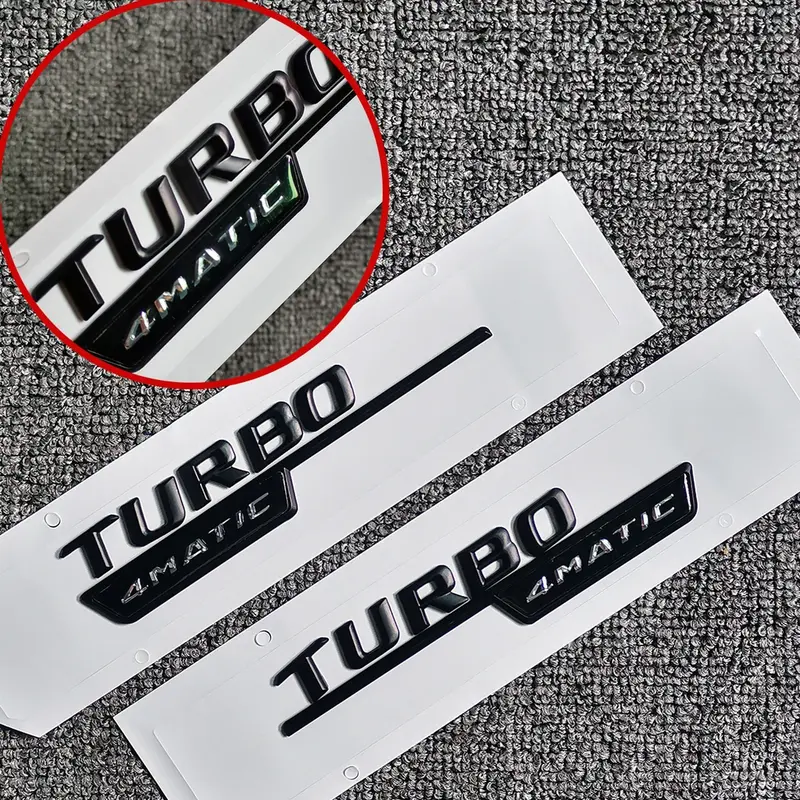 Thư biểu tượng cho Turbo 4matic AMG Huy hiệu Fender Logo Xe dán phong cách cho Mercedes Benz AMG bóng đen 6