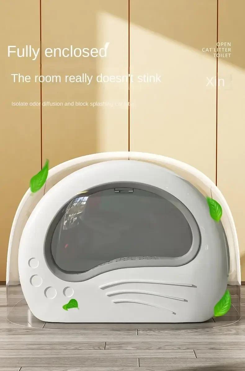 Product Introduction of Large space cat litter box with cat litter scoop fully enclosed drawer type cat litter box splash proof cat toilet cat supplies 2