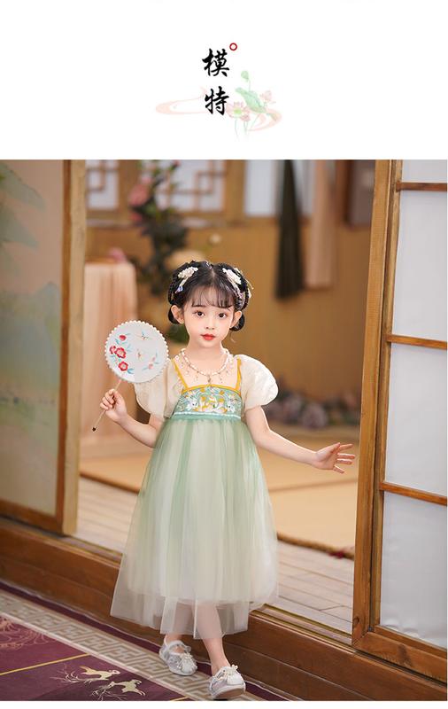 Product Introduction of Children's Clothing Girls' Summer Ancient Chinese Clothing Dress 2024 New Children's Little Girl Fashion Baby Chinese Style Dress 8