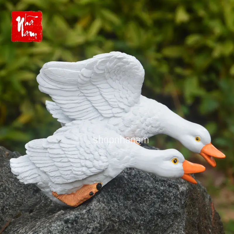 Cặp tượng vịt size lớn bằng resin trang trí vườn cây tiểu cảnh decor nhà cửa 2