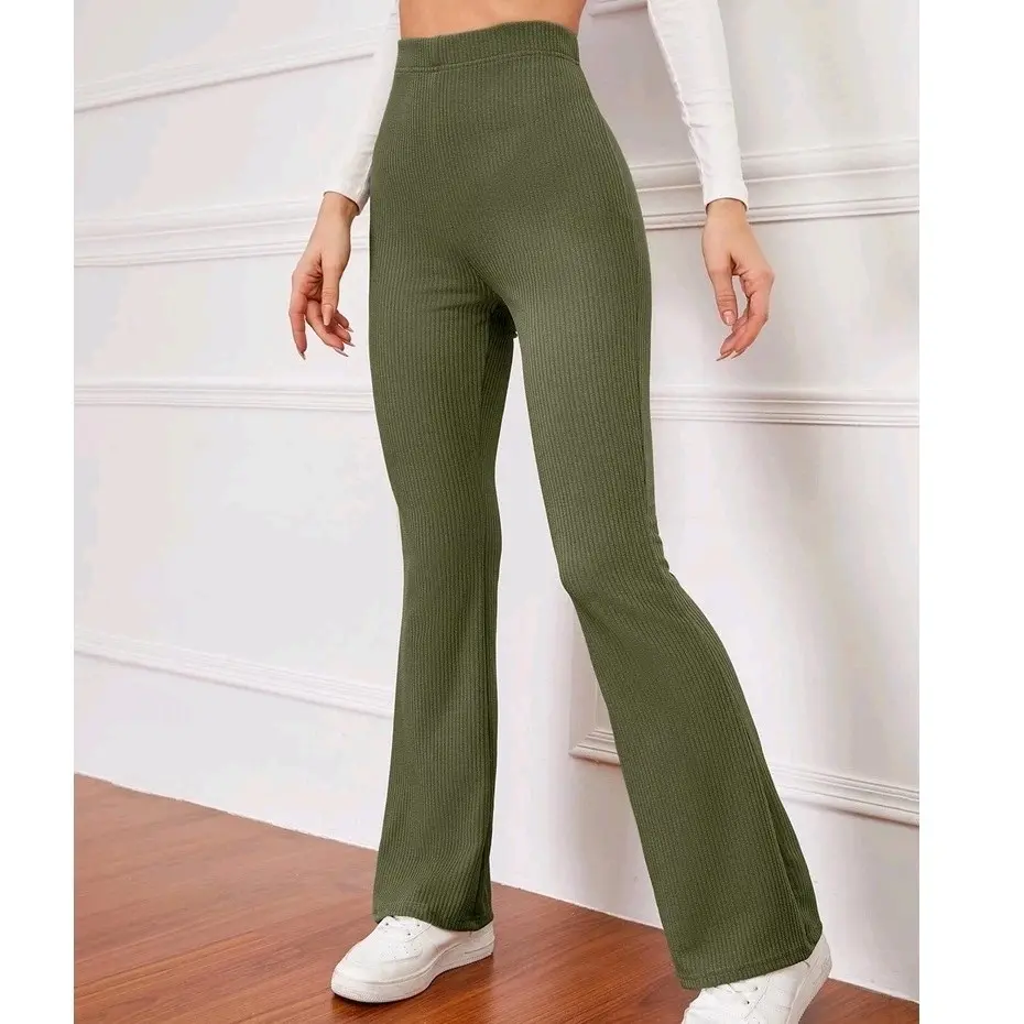 VEC..Flare Pants Knitted Wild Leg High Waist Pants for Women Leggings