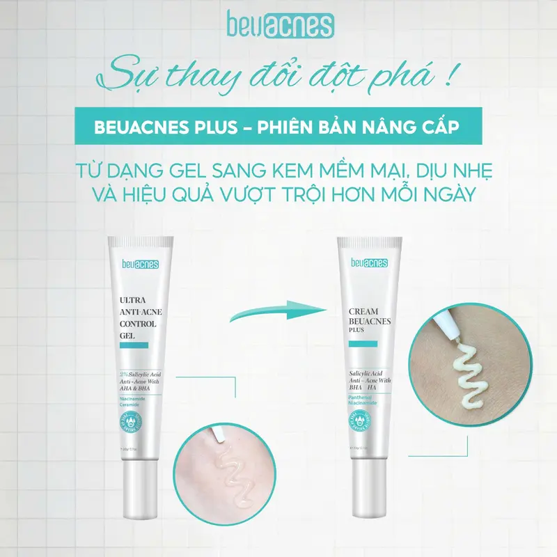 [COMBO 2 TM] - TML920 Combo 2 Kem Mụn BEUACNES PLUS 15g- Giảm Mụn, Sáng Da và Mờ Thâm Mụn Nam Nữ, Làm Đẹp Da Women Skincare Chăm Sóc Da k dùng Cho Bé Trà chấm mụn 5