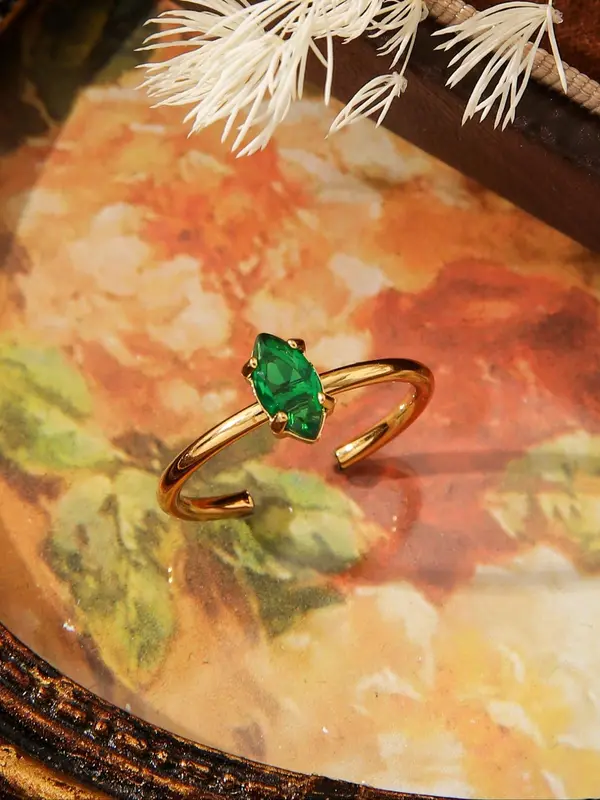 Artificial Zircon Decorated Cuff Ring, Fashion Jewelry for Party, Daily Clothing Decor, Trendy All-match & Exquisite Jewelry for Birthday Gift 4