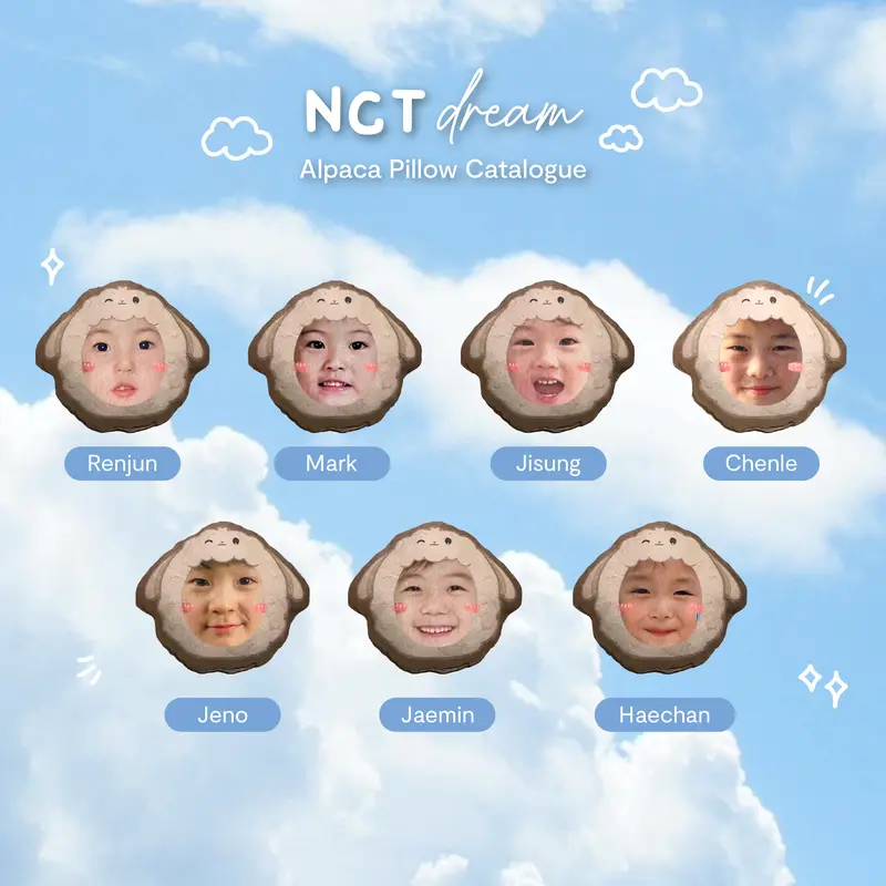 Bantal Boneka Alpaca Series Custom Kepala Kpop / Thaienthu / NCT Kids / EXO / BTS Notte 7