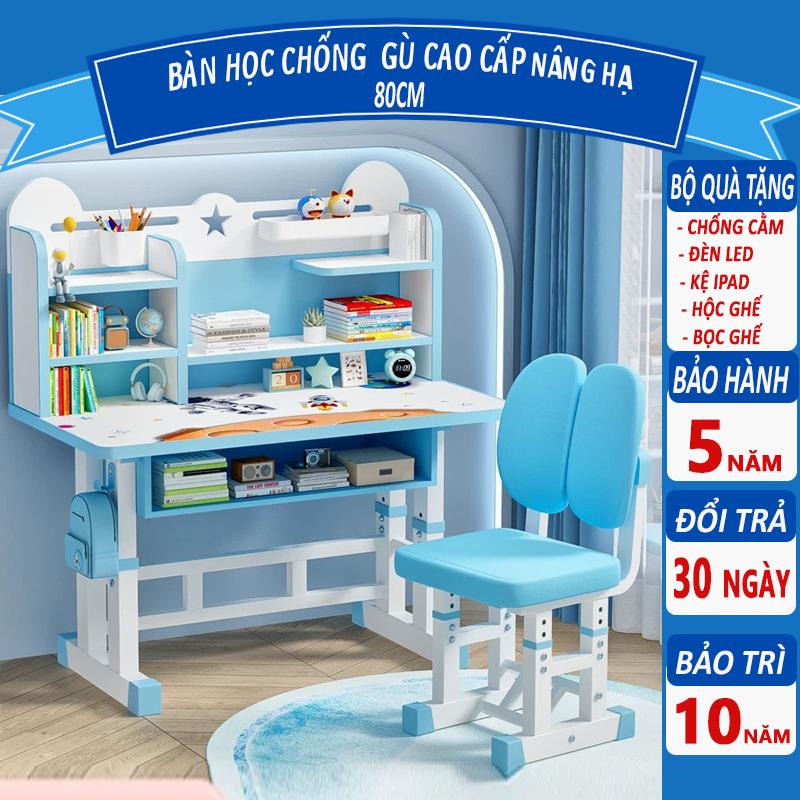 Bộ Bàn Học Chống Gù E03 Bàn Học Thông Minh Nâng hạ chiều cao bàn và ghế kèm bộ quà tặng 5 món