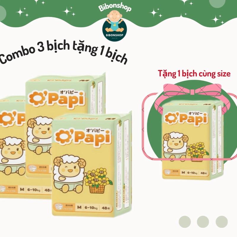 Combo 3 bịch bỉm Opapi + thêm 1 bịch  Bỉm quần bỉm dán O'papi Nhật Bản đủ size cho bé - tã bỉm opapi thấm hút siêu tiết kiệm cho mẹ