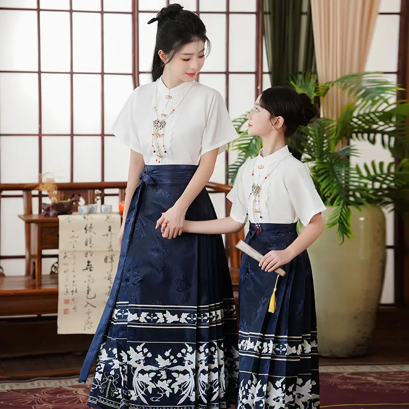 Elegant Chinese Style Hanfu for Women and Children Stylish Tang Dynasty Outfits Ladies Horse-face Skirt Traditional Womenswear Clothing Lingerie