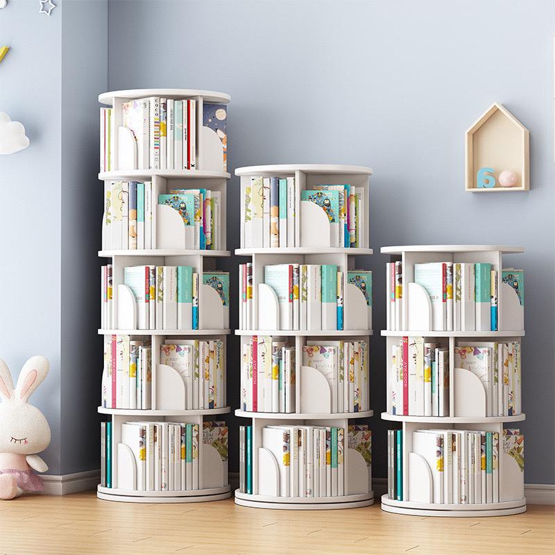 Kệ sách xoay tròn, kệ gỗ thông minh 2-3-4-5 tầng xoay 360 độ. Gỗ MDF cao cấp