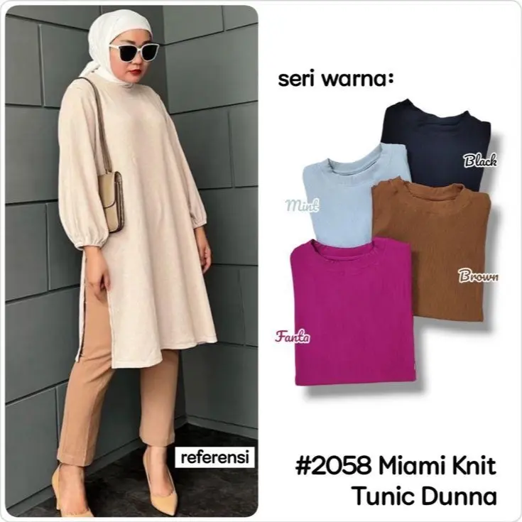 tunik/tunik knit/tunik premium/tunik cantik/tunik belah samping