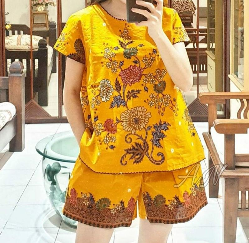Product Introduction of Setelan batik wanita Bahan Katun Primis halus premium Warna Hitam Baju Batik Imlek wanita Mewah Lengan pendek 3