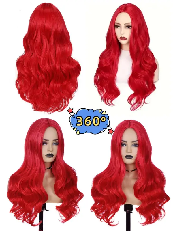 Women's Long Curly Synthetic Wigs, Wigs for Cosplay Party, Anime or Costume Party, Striking Natural Fluffy Hair Wigs without Bangs for Daily or Party, Heat Resistant Fiber Hair Wigs 2