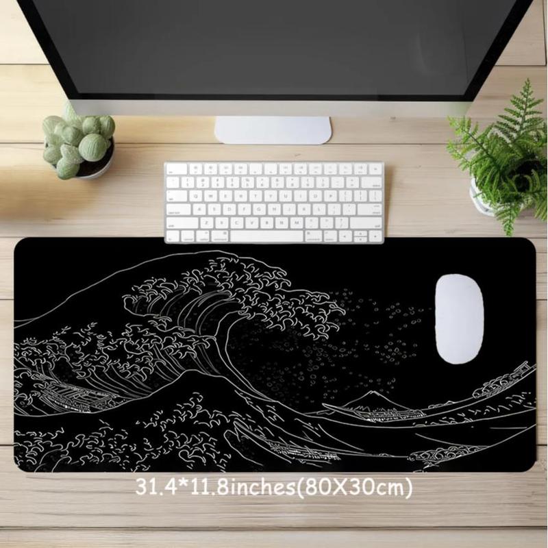 Product Introduction of Japanese Waves Sea Pattern Mouse Pad, Large Gaming Mouse Pad, Aesthetic Desktop Decoration Protective Pad, Multi-size Mousepad Suitable for Laptop, Desktop Computer Games 4