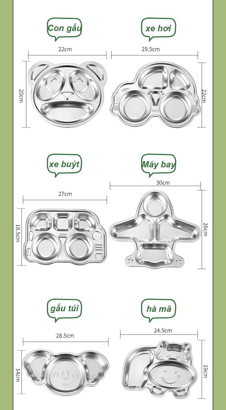 Product Introduction of Khay ăn dặm cho bé inox 304 cao cấp, hình peppa pig kitty gấu panda ô tô dễ thương 24